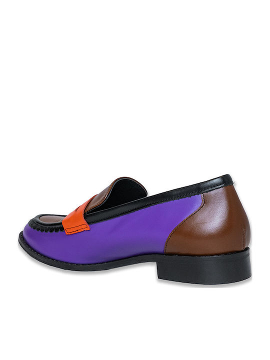 Leather Women's Moccasins in Purple Color