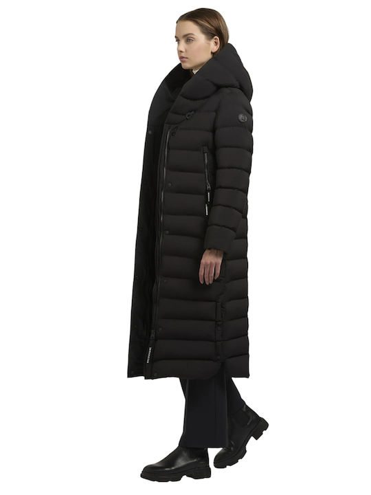 Women's Long Puffer Jacket for Winter Black