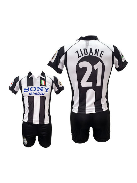 Παιδικό Σετ Ποδοσφαίρου Juventus Zidane Retro Ασπρο Μαύρο 120798-02