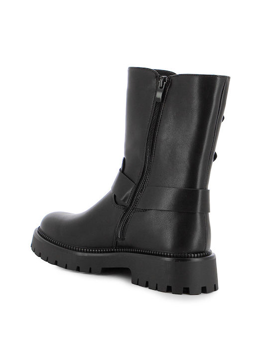Leder Stiefeletten Damen Schwarz
