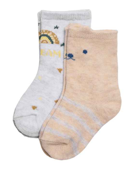 Ysabel Mora Kids' Socks Grey-Ecru 2 Pairs