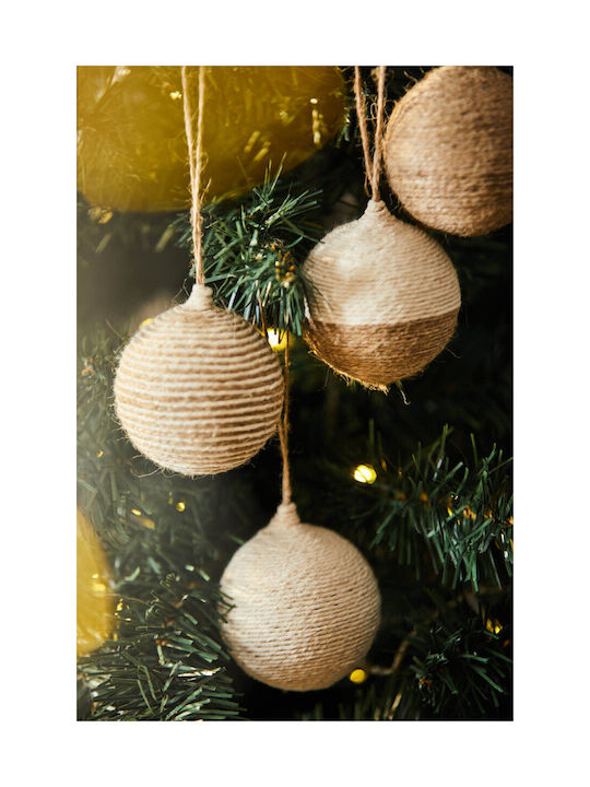 Hanging Ornaments Set Beige 4cm 4 Pieces