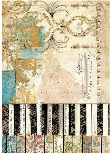 Σετ 8 Ριζόχαρτα Ντεκουπάζ Stamperia 10.5×14.8cm Backgrounds Music