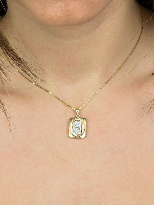 Kiriakos Gofas Pendant Kids Talisman Double Sided Konstantinato made of Gold 9K KN545