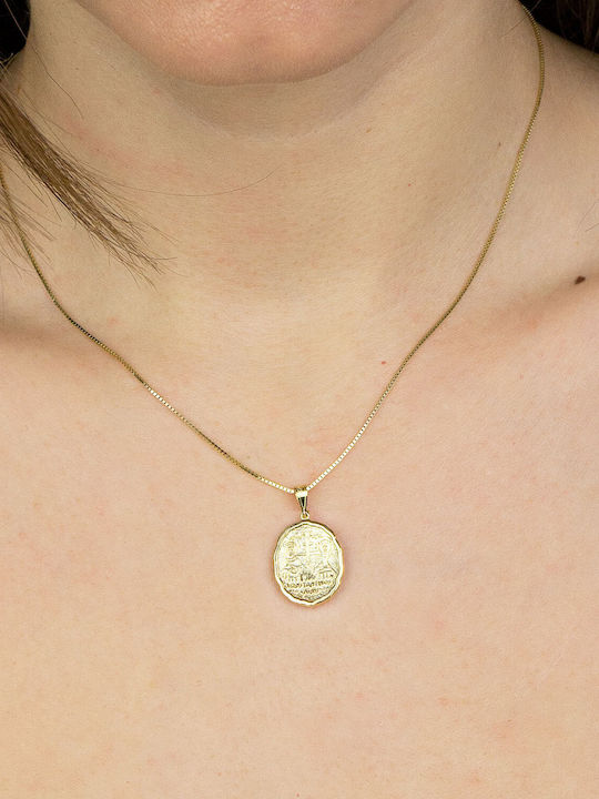 Kiriakos Gofas Pendant Kids Talisman Double Sided Konstantinato made of Gold 9K KN549