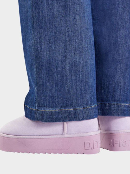 Nordic Wildleder Stiefeletten Damen mit Pelz Lila