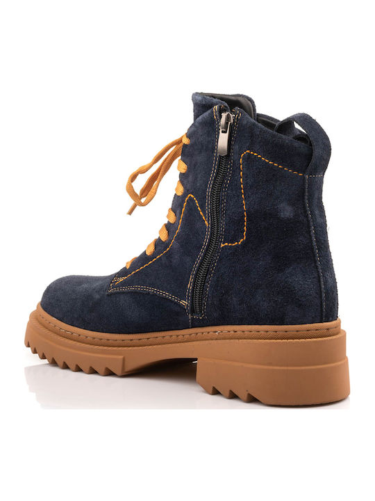 Leather Women's Ankle Boots Navy Blue