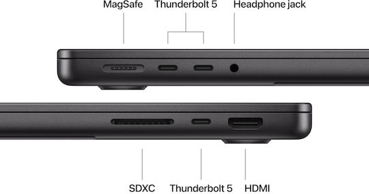 Apple MacBook Pro (2024) 14,2" Retina Display 120Hz (M4 Pro-14-Kern/24GB/1TB SSD/20-Kern GPU) mit Ladegerät 96W Space Black (US Tastatursprache)
