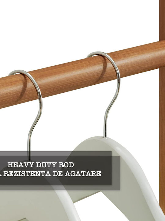 Quasar Wheeled Floor Garment Rack made of Bamboo Brown 100x35x155cm