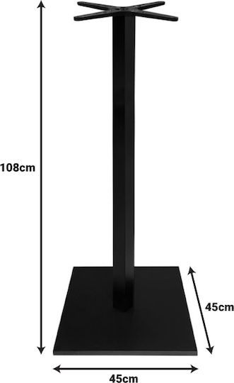 Pakketo Cabanol Stand De Masă Metalic Masă Neagră 45x45x108cm