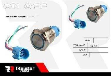 Raistar Διακόπτης On/Off Αυτοκινήτου Ασημί