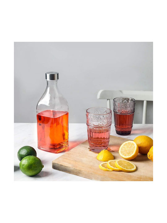 Viosarp Bottle Water Glass with Screw Cap Silver 1000ml