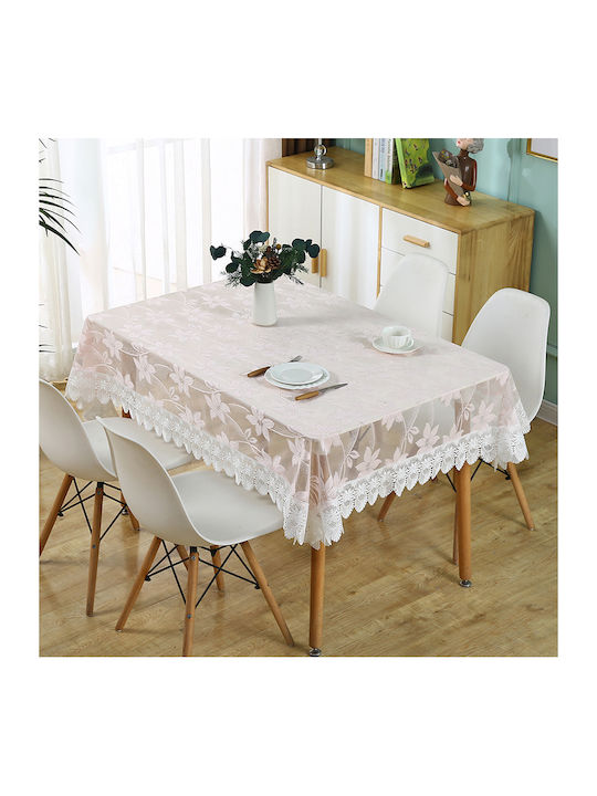 Obro Weihnachtliches Tischtuch Stoff Rosa 180x130cm