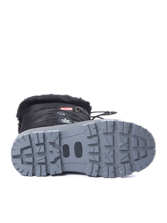 Synthetic Leather Snow Boots with Laces Patty Black