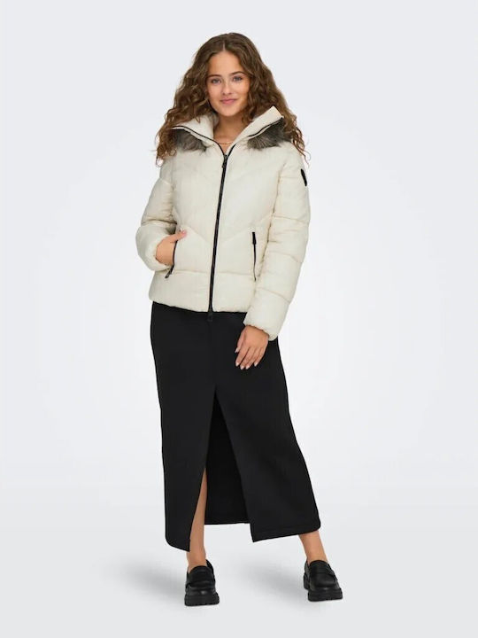 Fever Kurz Damen Puffer Jacke für Winter White