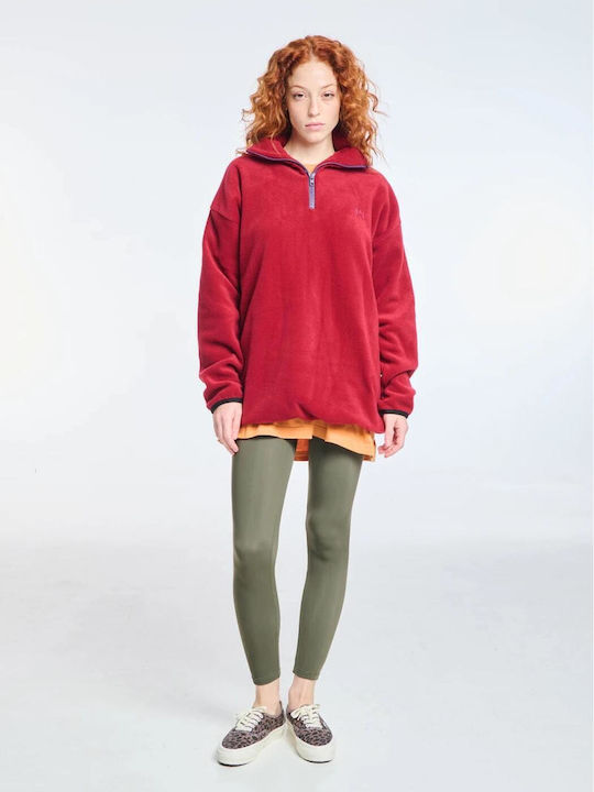 PCP Women's Hooded Fleece Cardigan Red