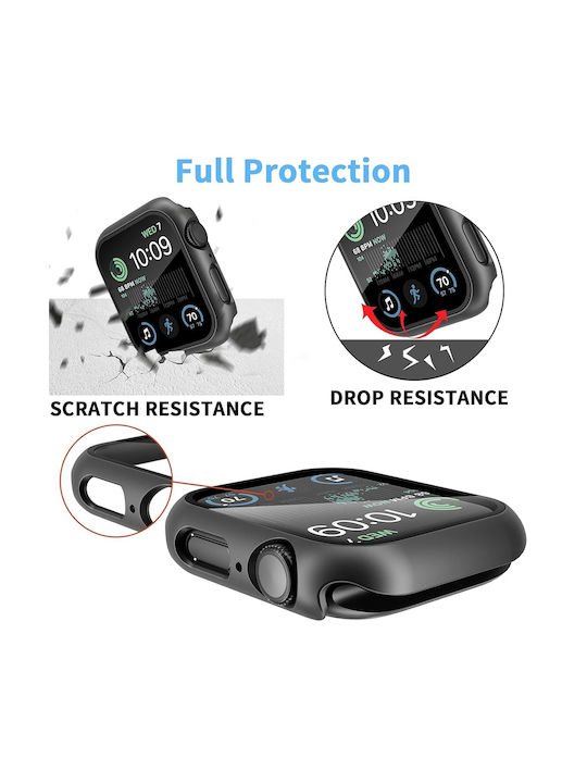 Techsuit Defense360 Pro Πλαστική Θήκη με Τζαμάκι σε Μαύρο χρώμα για Apple Watch 4, 5, 6, SE (44mm)