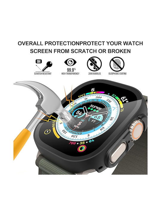 Techsuit Defense360 Pro Πλαστική Θήκη με Τζαμάκι σε Μαύρο χρώμα για Apple Watch Ultra, Apple Watch Ultra 2