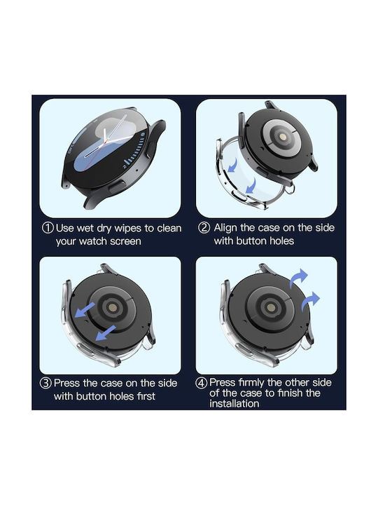 Techsuit Defense360 Pro Plastikhülle mit Glas in Transparent Farbe für Samsung Galaxy Watch7 (40 mm)