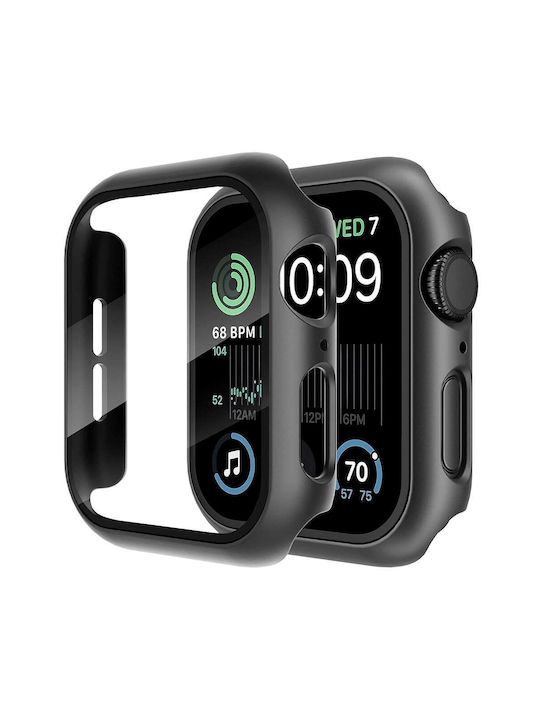 Techsuit Defense360 Pro Πλαστική Θήκη με Τζαμάκι σε Μαύρο χρώμα για Apple Watch 4, 5, 6, SE (44mm)