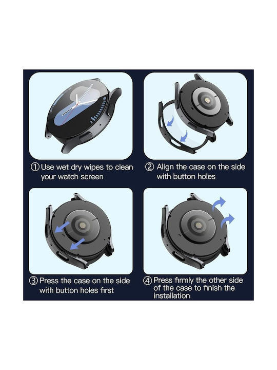 Techsuit Defense360 Pro Πλαστική Θήκη με Τζαμάκι σε Μαύρο χρώμα για Samsung Galaxy Watch7 (40mm)