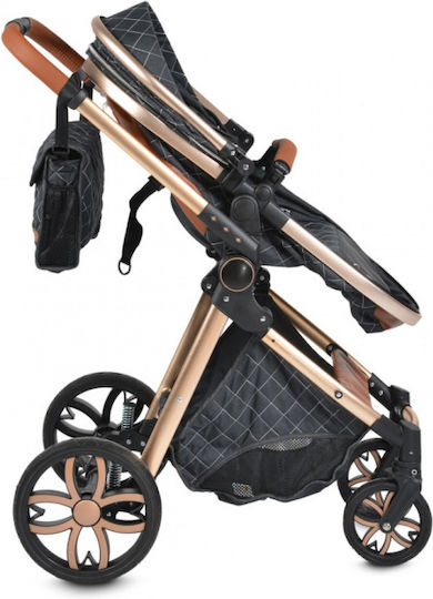 Cangaroo Alma 3 in 1 Adjustable 3 in 1 Baby Stroller Suitable for Newborn Black / Brown 7.5kg