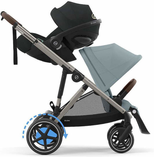 Cybex E-Gazelle S Καρότσι Μωρού Kατάλληλο για Nεογέννητο Stormy Blue Taupe Frame 14.7kg