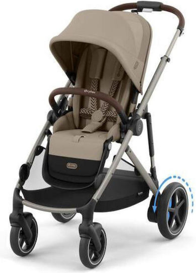 Cybex E-Gazelle S Baby Stroller Suitable for Newborn Almond Beige Taupe Frame 14.7kg