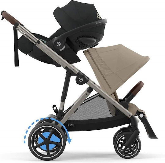 Cybex E-Gazelle S Baby Stroller Suitable for Newborn Almond Beige Taupe Frame 14.7kg