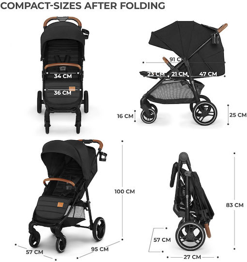 Kinderkraft Grande Plus Baby Stroller Suitable for Newborn Black