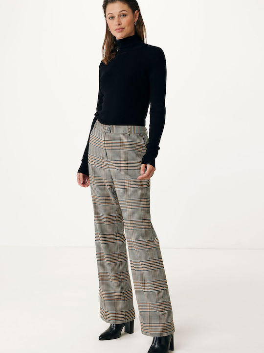 Mexx Women's Fabric Trousers Checked Checkered