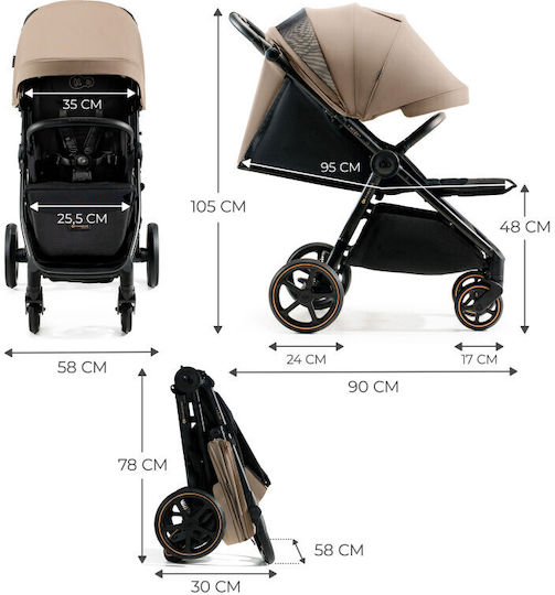 Kinderkraft Mitzy Cărucior pentru Bebeluși Potrivit pentru Nou-născut Linen Bej 5kg
