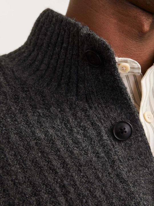 Men's Knitted Cardigan with Buttons Gray