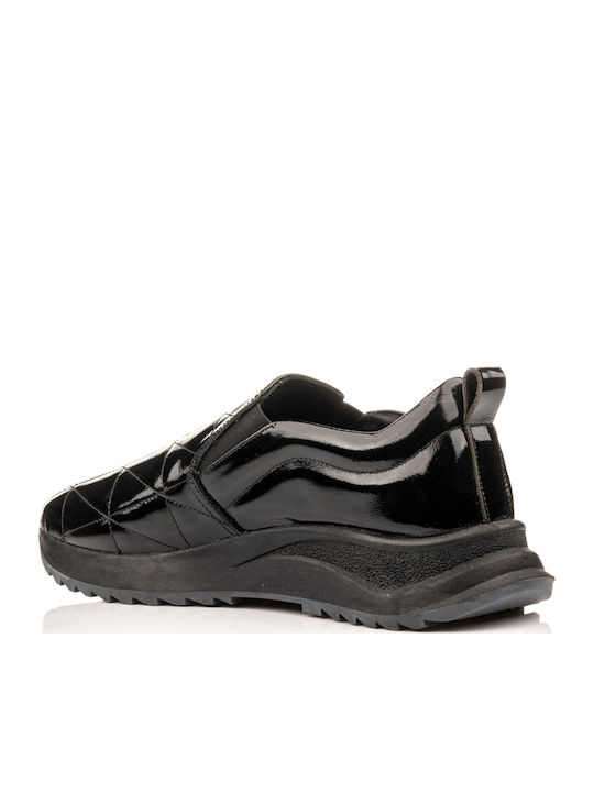 Γυναικεία Slip-On Δερμάτινα Μαύρα