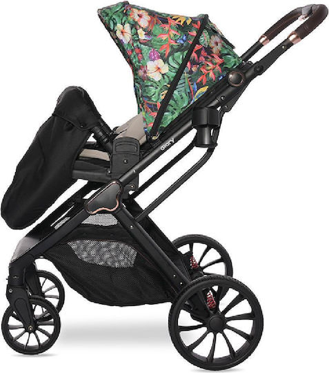 Lorelli Boston Reglabil 3 în 1 Cărucior pentru copii Potrivit pentru Nou-născut Flori tropicale 14kg