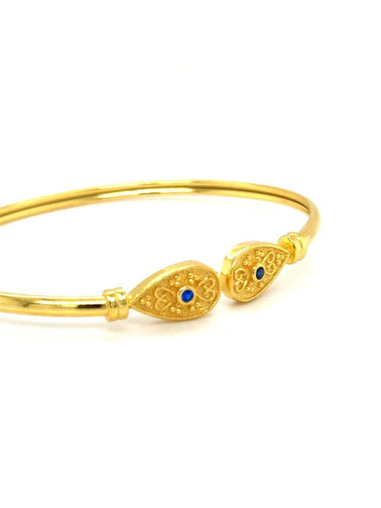 Drandakis Bracelet Handcuffs with design Byzantine made of Silver Gold Plated with Zircon