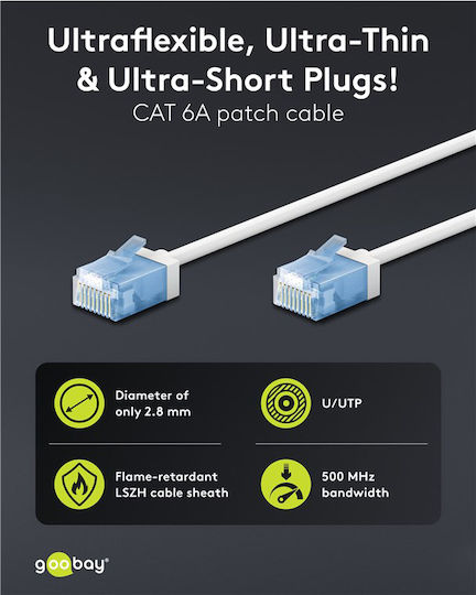 Goobay U/UTP Cat.6a Ethernet Network Cable 3m White 1pcs