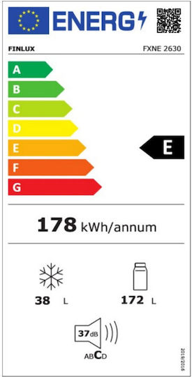 Finlux Εντοιχιζόμενο Ψυγείο Δίπορτο 210lt Υ144.5xΠ54xΒ54.5εκ. Λευκό FXNЕ 2630