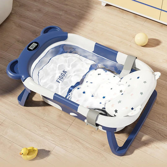 Figga Foldable Baby Bath with Thermometer Blue