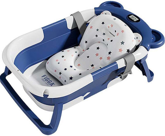 Figga Foldable Baby Bath with Thermometer Blue