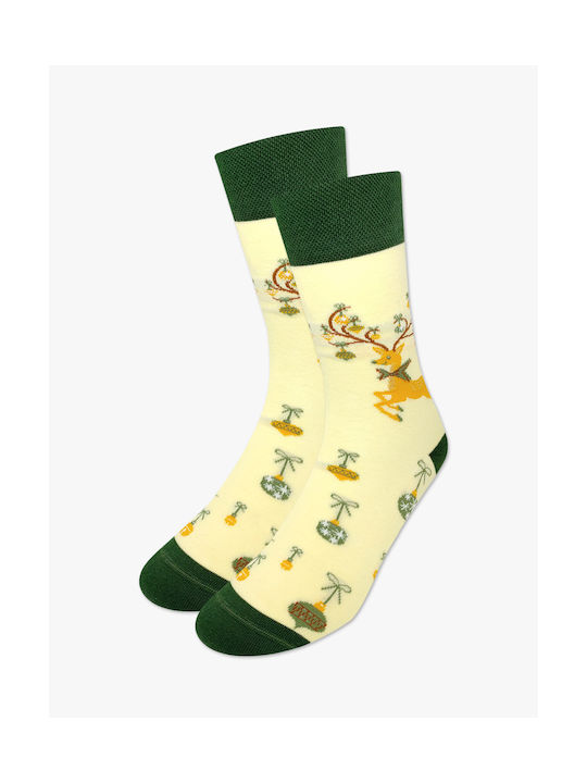 Nodo Cotton Christmas Sock Designs Christmas Reindeer Ecru