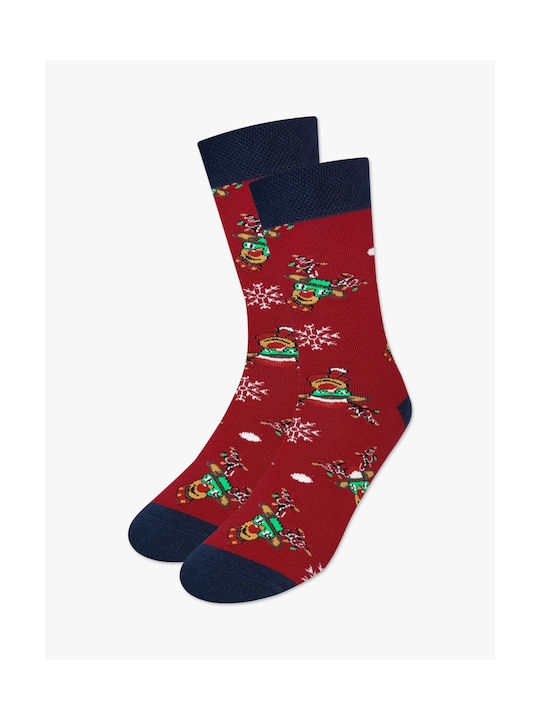 Nodo Christmas Terry Sock Designs Christmas Reindeers Bordeaux