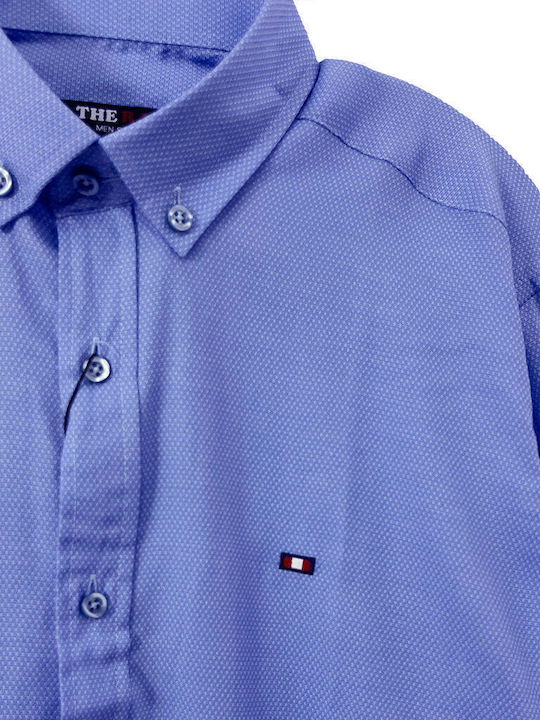 Дълъг ръкав Памучен Риза Едноцветен Light Blue