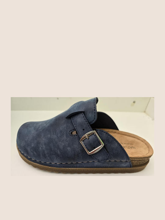 Anatomical Leather Women's Slippers Blue
