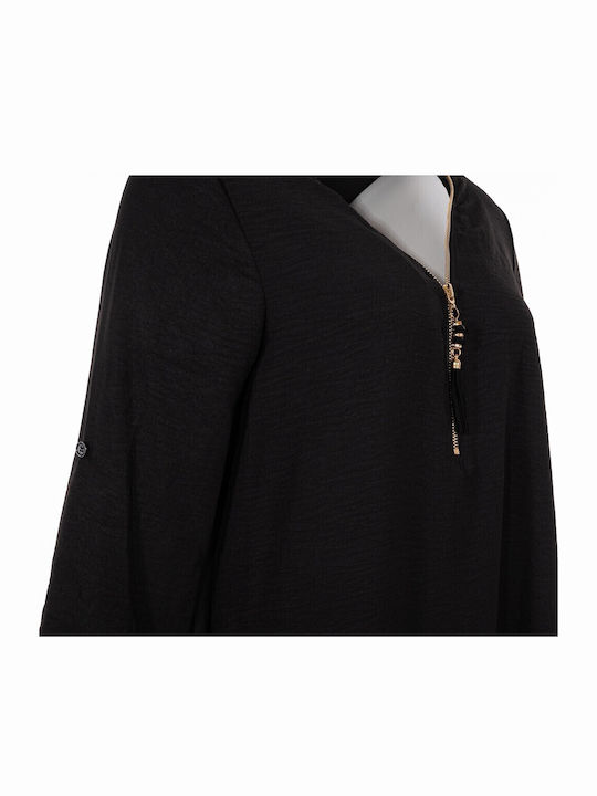Langärmelig Damen Hemd Black