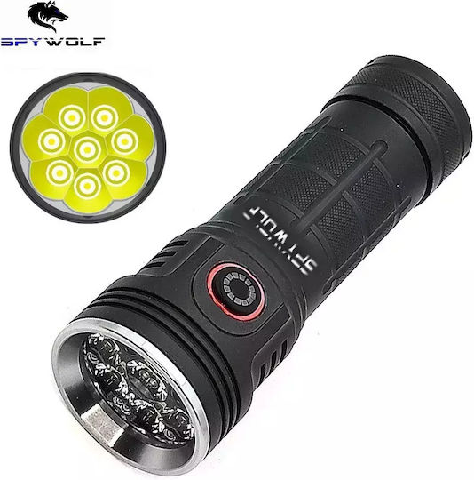 Spywolf Επαναφορτιζόμενος Φακός LED IP65 με Μέγιστη Φωτεινότητα 16000lm