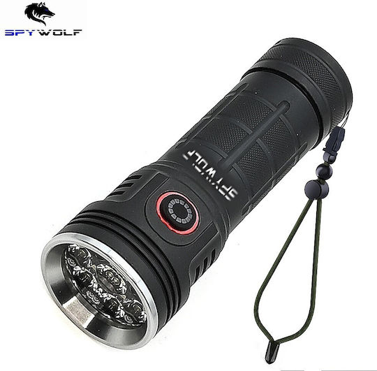 Spywolf Επαναφορτιζόμενος Φακός LED IP65 με Μέγιστη Φωτεινότητα 16000lm