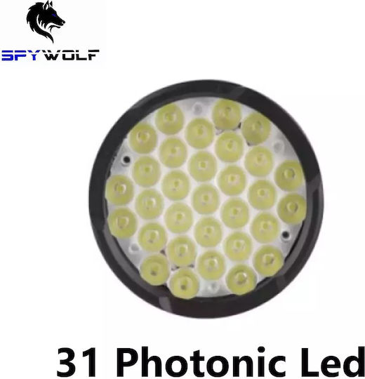 Spywolf Επαναφορτιζόμενος Φακός LED IP65 με Μέγιστη Φωτεινότητα 38000lm