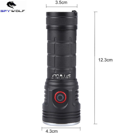 Spywolf Επαναφορτιζόμενος Φακός LED IP65 με Μέγιστη Φωτεινότητα 16000lm