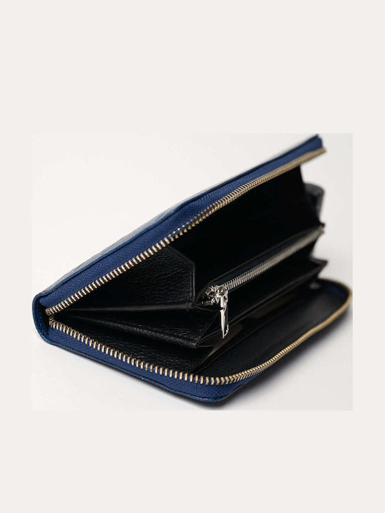 Large Leather Women's Wallet Classic Blue